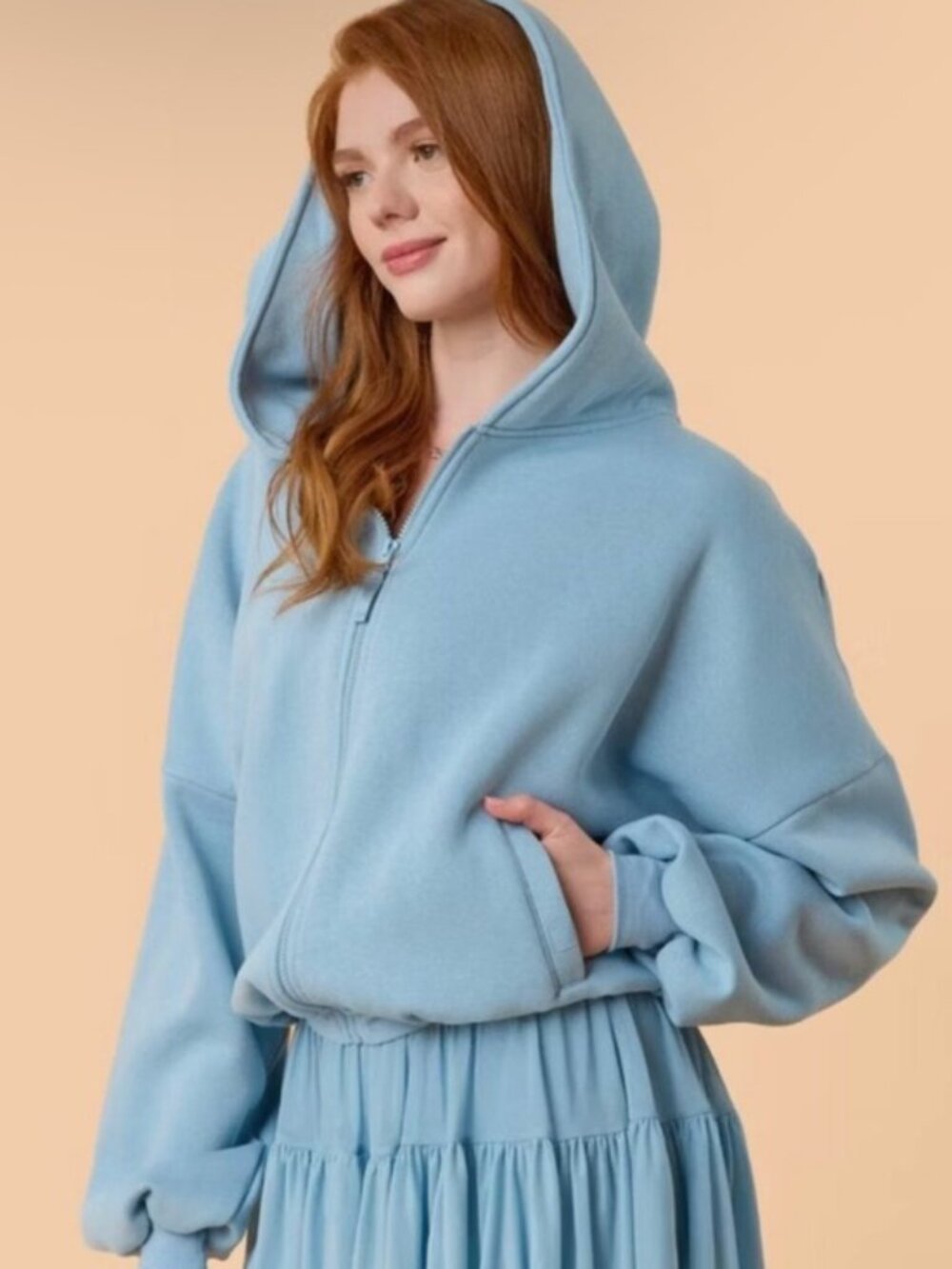Blogilates byTarget X Women's Light Blue Marshmallow Zip Hoodie.